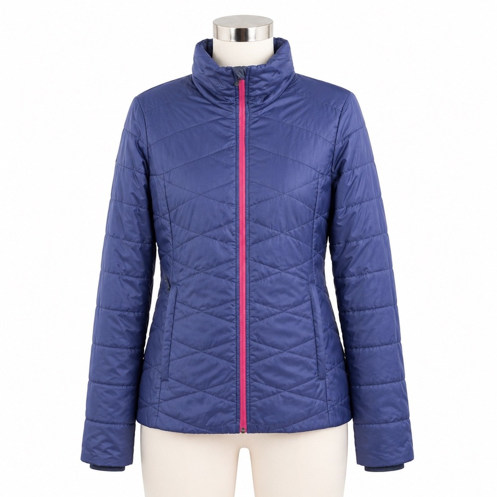 Columbia Omni Heat Puffer Jacket Hiking Gorpcore Womens Medium Blue Quilted